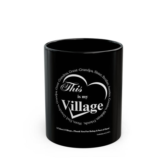 This Is My Village Black Mug